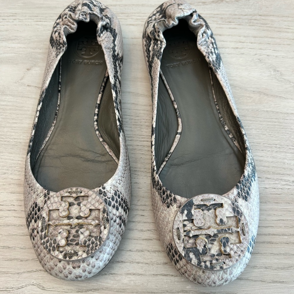 Tory Butch Snakeskin Ballet Flats.  Size 9